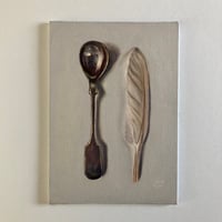 Image 1 of Antique spoon and feather study. 