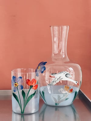 Svane, sengekants karaffel med glas