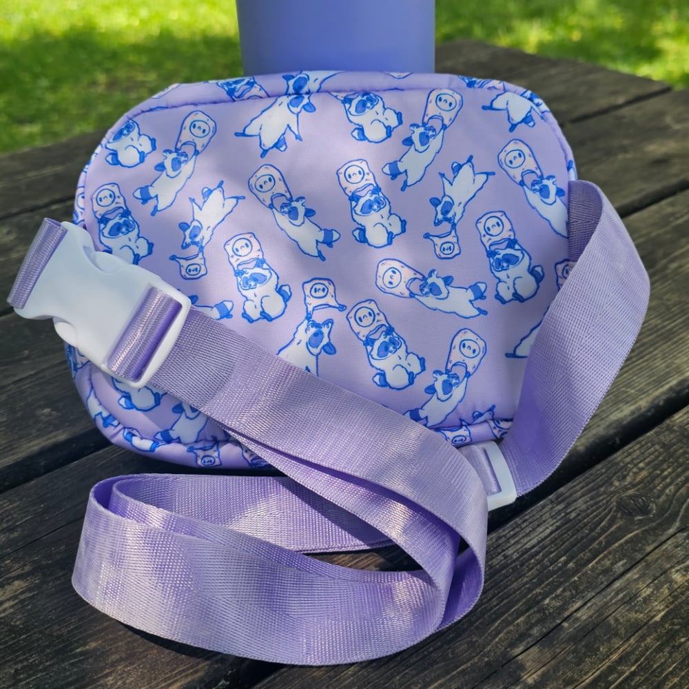 Image of Kuni the Flying Raccoon Using A Plastic Bag Parachute Cute Pastel Waist Bag/Hip Pack/Sling/Belt Bag
