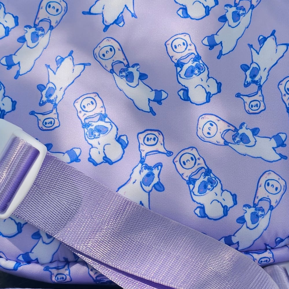 Image of Kuni the Flying Raccoon Using A Plastic Bag Parachute Cute Pastel Waist Bag/Hip Pack/Sling/Belt Bag