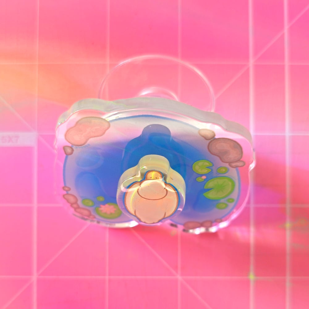 Image of Duck Pond Cute Spinning Acrylic Phone Grip Fidget Toy