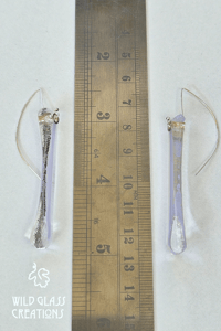 Image 3 of Dangly glass earrings with purple stripe