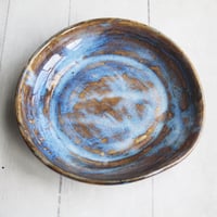 Image 8 of Large Spoon Rest in Rustic Blue Swirly Glaze, Handmade Utensil Dish, Made in USA