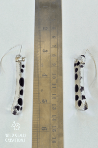 Image 3 of Dangly glass earrings with purple dots