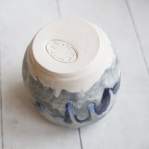Image of Artful Pottery Vase in Shades of Blue and Gray Glazes, Ready to Ship, Made in USA