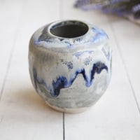 Image 2 of Artful Pottery Vase in Shades of Blue and Gray Glazes, Ready to Ship, Made in USA