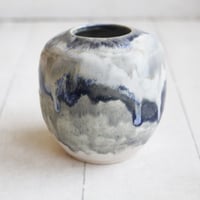 Image 4 of Artful Pottery Vase in Shades of Blue and Gray Glazes, Ready to Ship, Made in USA