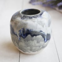 Image 9 of Artful Pottery Vase in Shades of Blue and Gray Glazes, Ready to Ship, Made in USA