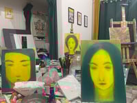 Image 2 of Female portrait, 24x18 cm, mixed technique on canvas