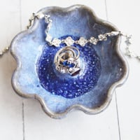 Image 1 of One of a Kind Rustic Handcrafted Pottery Ring Holder in Galaxy Blue Glaze, Made in USA