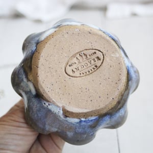 Image of One of a Kind Rustic Handcrafted Pottery Ring Holder in Galaxy Blue Glaze, Made in USA
