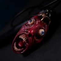 Image 6 of Berserk Egg of the King blood tears pendant, leather cord, bronze hardware, OOAK
