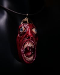 Image 8 of Berserk Egg of the King blood tears pendant, leather cord, bronze hardware, OOAK