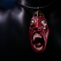 Image 2 of Berserk Egg of the King blood tears pendant, leather cord, bronze hardware, OOAK