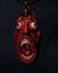 Image 1 of Berserk Egg of the King blood tears pendant, leather cord, bronze hardware, OOAK