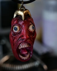 Image 11 of Berserk Egg of the King blood tears pendant, leather cord, bronze hardware, OOAK