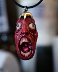 Image 13 of Berserk Egg of the King blood tears pendant, leather cord, bronze hardware, OOAK