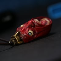 Image 14 of  Behelit Egg of the King blood tears pendant, leather cord, bronze hardware, OOAK