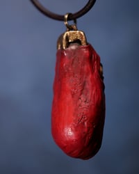 Image 9 of  Behelit Egg of the King blood tears pendant, leather cord, bronze hardware, OOAK
