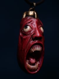 Image 4 of  Behelit Egg of the King blood tears pendant, leather cord, bronze hardware, OOAK