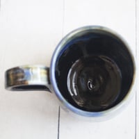 Image 9 of Dripping Blue and Brown Glazed Mug, 12 Ounce Handcrafted Pottery Mug, Made in USA