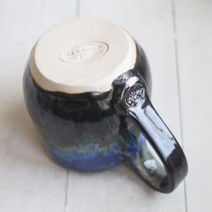 Image of Dripping Blue and Brown Glazed Mug, 12 Ounce Handcrafted Pottery Mug, Made in USA