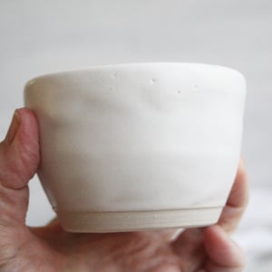 Image of Matte White Succulent Pot, Handcrafted Planter with Drip Dish, Ceramic Pottery Made in USA