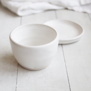 Image of Matte White Succulent Pot, Handcrafted Planter with Drip Dish, Ceramic Pottery Made in USA