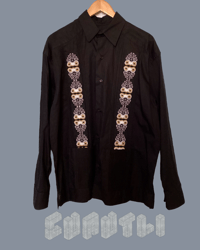 Guayabera Cuautli Con Bordado Gris