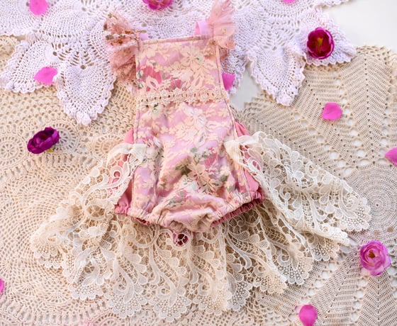 Image of Vintage Floral & Lace Skirted Playsuit 