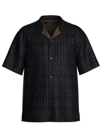 Black Pattern Jacquard Silk Top