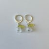 frosted flower silver huggie hoop earrings