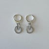 double ring silver huggie hoop earrings