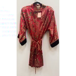 Image of Vintage "California Dynasty" Red Paisley Satin Robe 