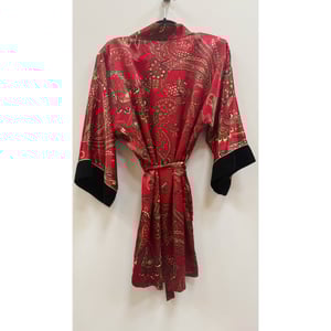 Image of Vintage "California Dynasty" Red Paisley Satin Robe 