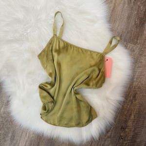 Image of Vintage Olive Green 100% Silk Camisole - Size XS/S