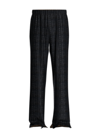 Black Pattern Jacquard Silk Trousers