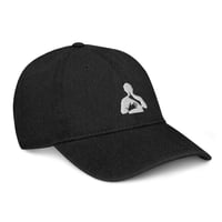 Image 1 of Embroidered Denim Cap Black