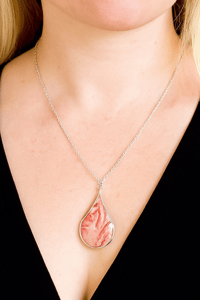 Image 3 of Coral Marble Teardrop Pendant 