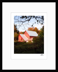 Image 2 of PRINT: RED BARN AND FALL FOLIAGE IN RURAL VERMONT