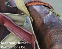 Image 18 of WWII M2 Airborne Helmet 506th PIR & Firestone Paratrooper Liner. NCO. Net & scrim.