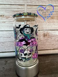 Image 1 of 16oz Halloween Horror Characters Glass Can 