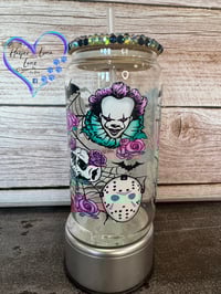 Image 2 of 16oz Halloween Horror Characters Glass Can 