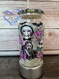 Image 4 of 16oz Halloween Horror Characters Glass Can 