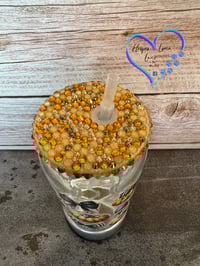 Image 3 of 16oz Pumpkins and Bows Glass Can 