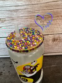 Image 7 of 16oz Jack and Sally Glow in the Dark Glass Can 