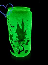 Image 9 of 16oz Jack and Sally Glow in the Dark Glass Can 