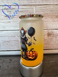 Image 4 of 16oz Clown Halloween Glass Can 