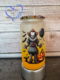 Image 1 of 16oz Clown Halloween Glass Can 