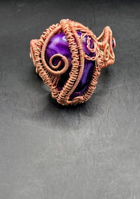 Image 7 of Purple Agate Copper Wrapped Bracelet 